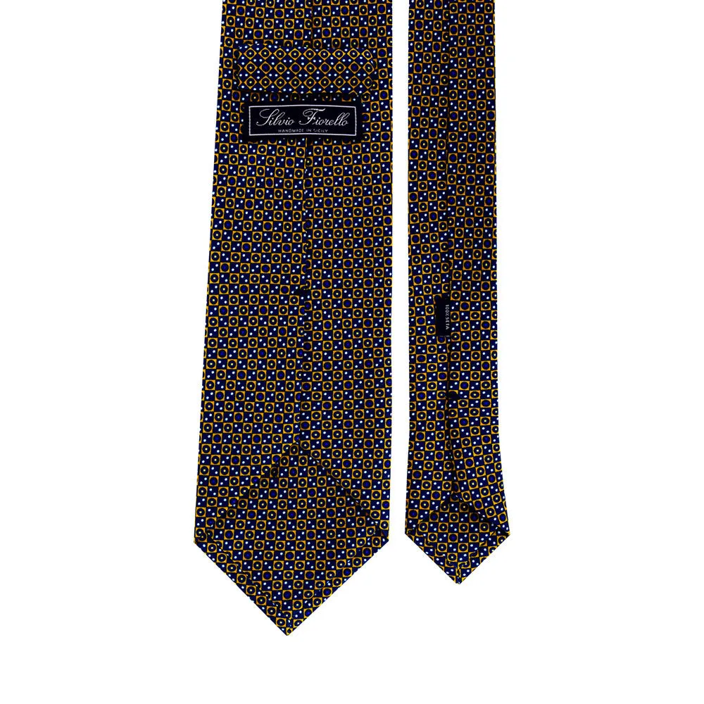 The Classic Geometry Yellow and Blue Duchesse Silk Tie