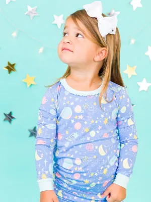 Toddler Girls Starry Dreams Bamboo Viscose Ruffle Long Sleeve Pajama Set