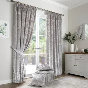 Trinity Pair of Pencil Pleat Curtains by Curtina in Silver