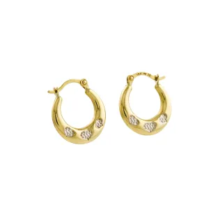 Two-Tone 10K Gold x Triple Hearts Creole Hoops