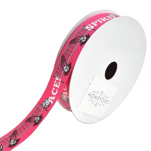 Volleyball Sport Fields Grosgrain Ribbon, Hot Pink, 5/8-Inch, 10-Yard