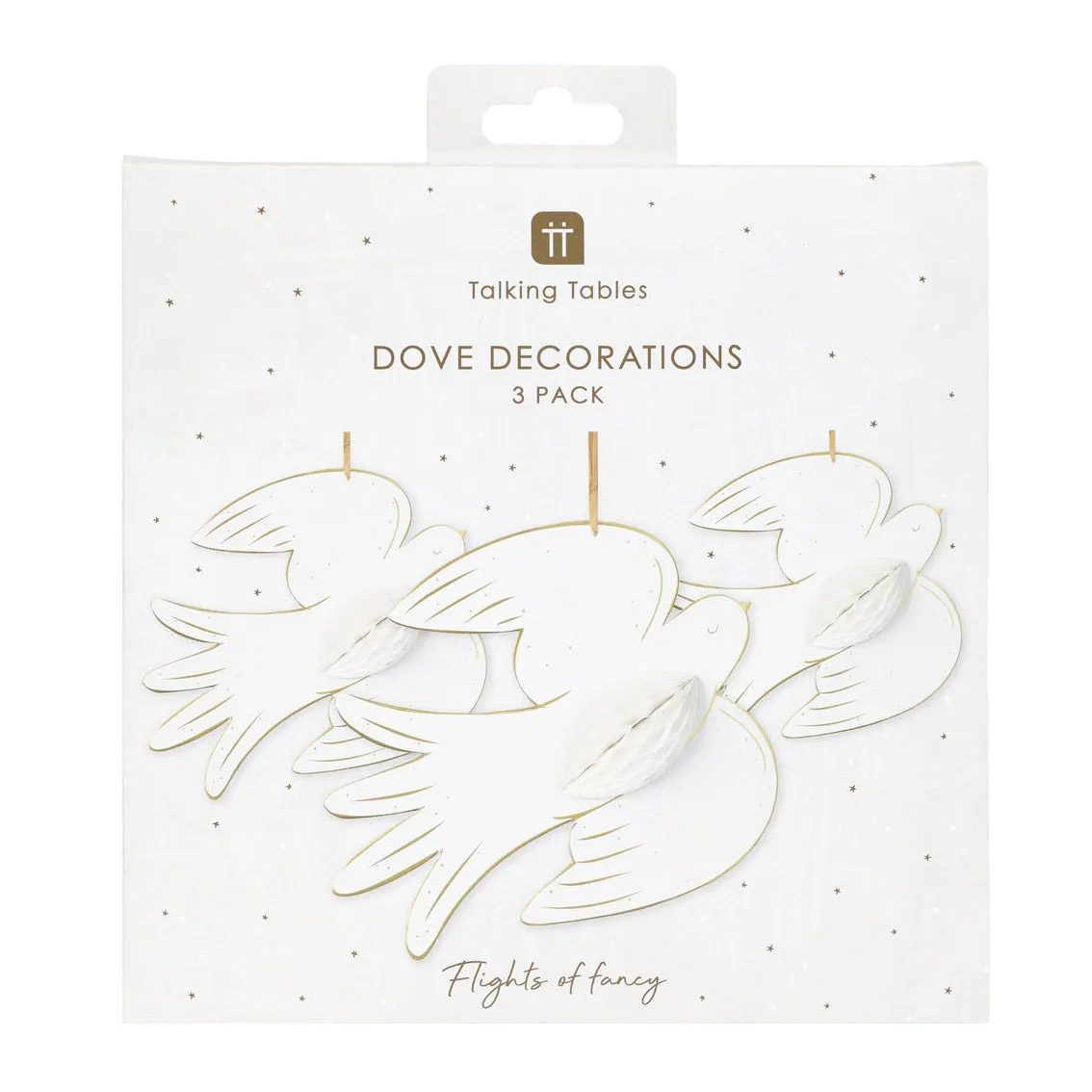 White Dove Honeycomb Hanging Decorations - 3 Pack