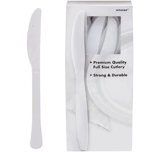 White Heavy Duty Plastic Knives | 20ct