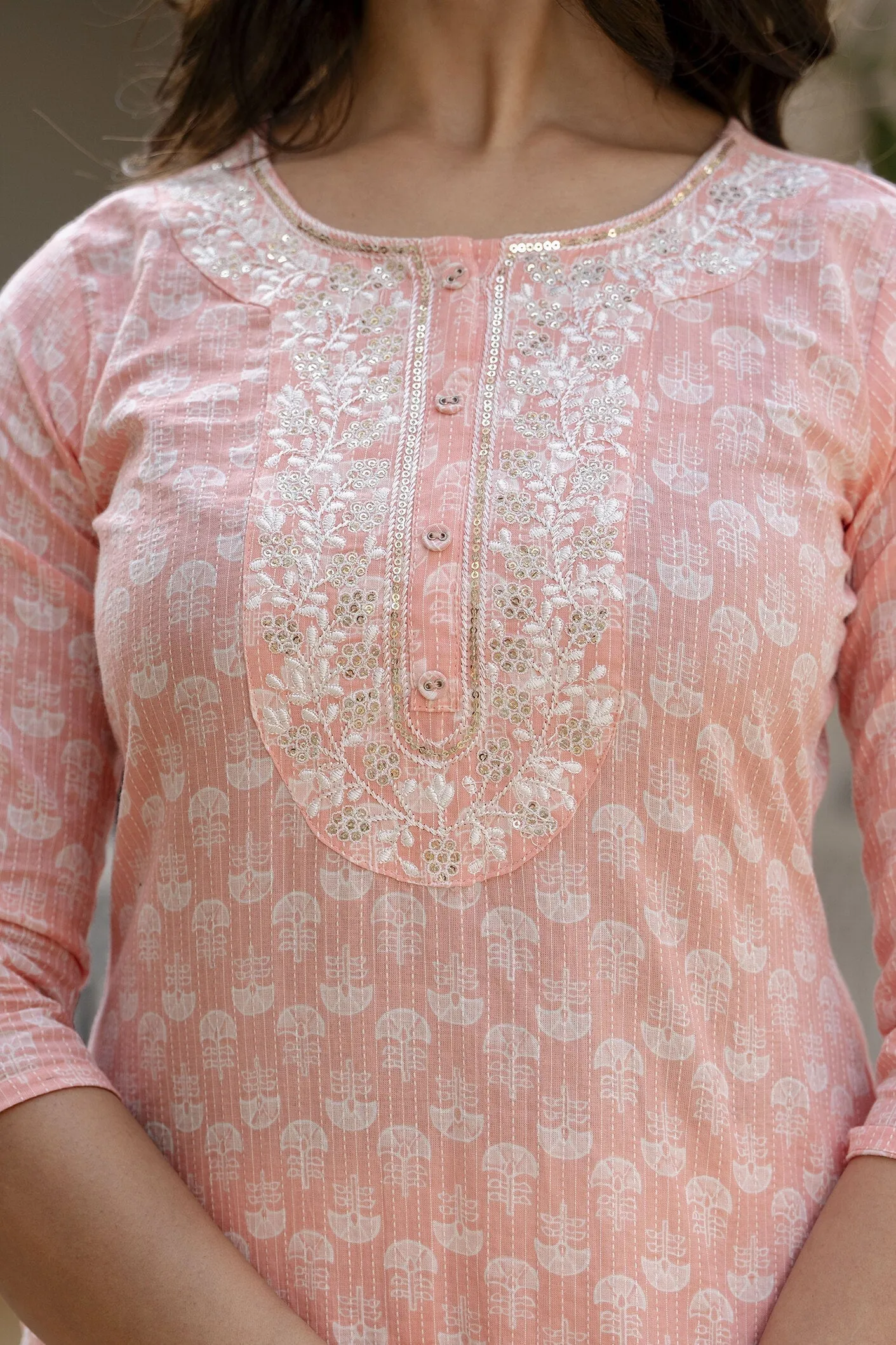 Women Pink Embroidered Straight Kurta With Trouser And Dupatta