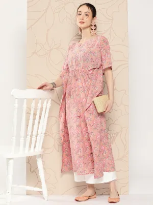 Women Pink Ethnic Printed Kaftan