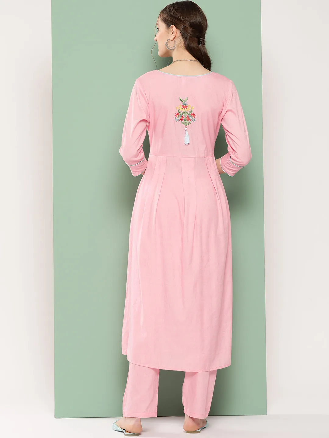 Women Pink Pure Cotton Kurta Set