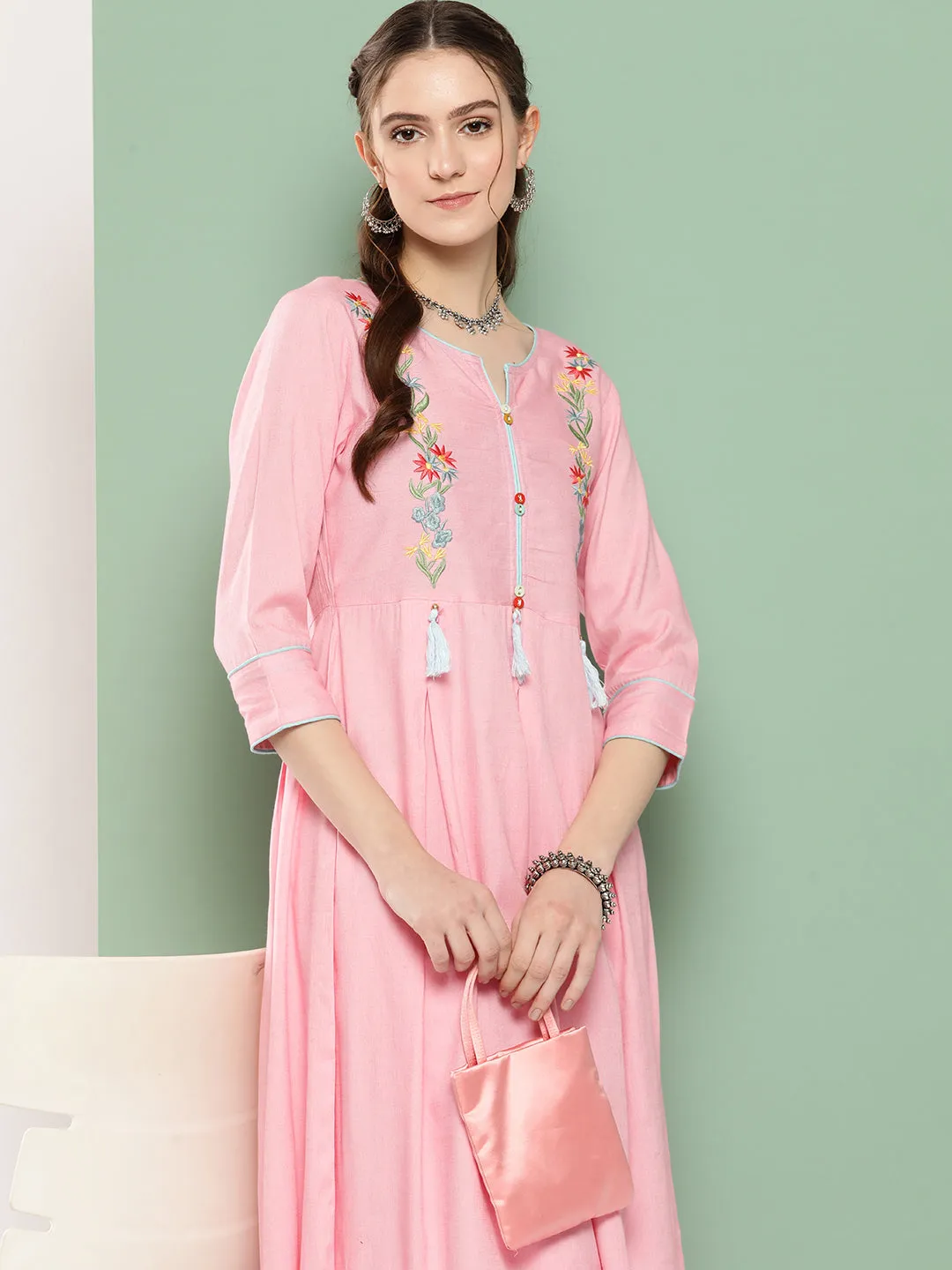 Women Pink Pure Cotton Kurta Set