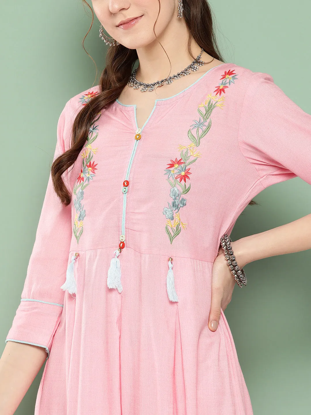 Women Pink Pure Cotton Kurta Set