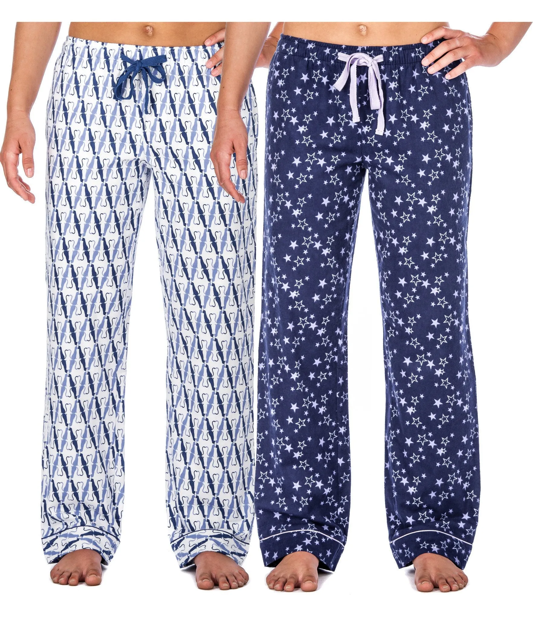 Women's Cotton Flannel Lounge Pants (2 Pack) - Relaxed Fit