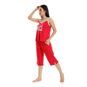 Women's Pajama Sleeveless and Pentacourt - Red