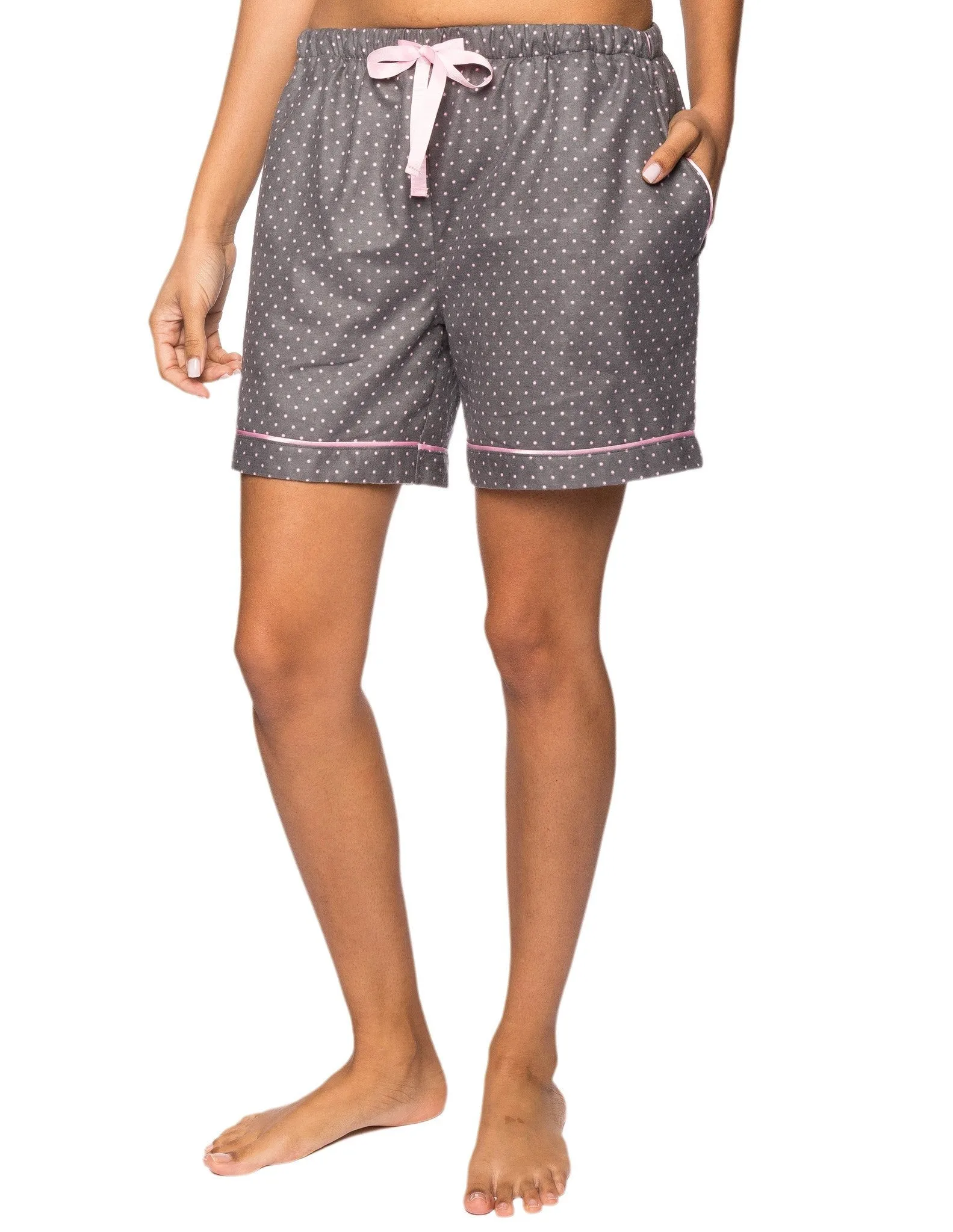 Women's Premium 100% Cotton Flannel Lounge Shorts 2-Pack