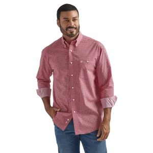 Wrangler Men's Red Long Sleeve Printed Western Shirt